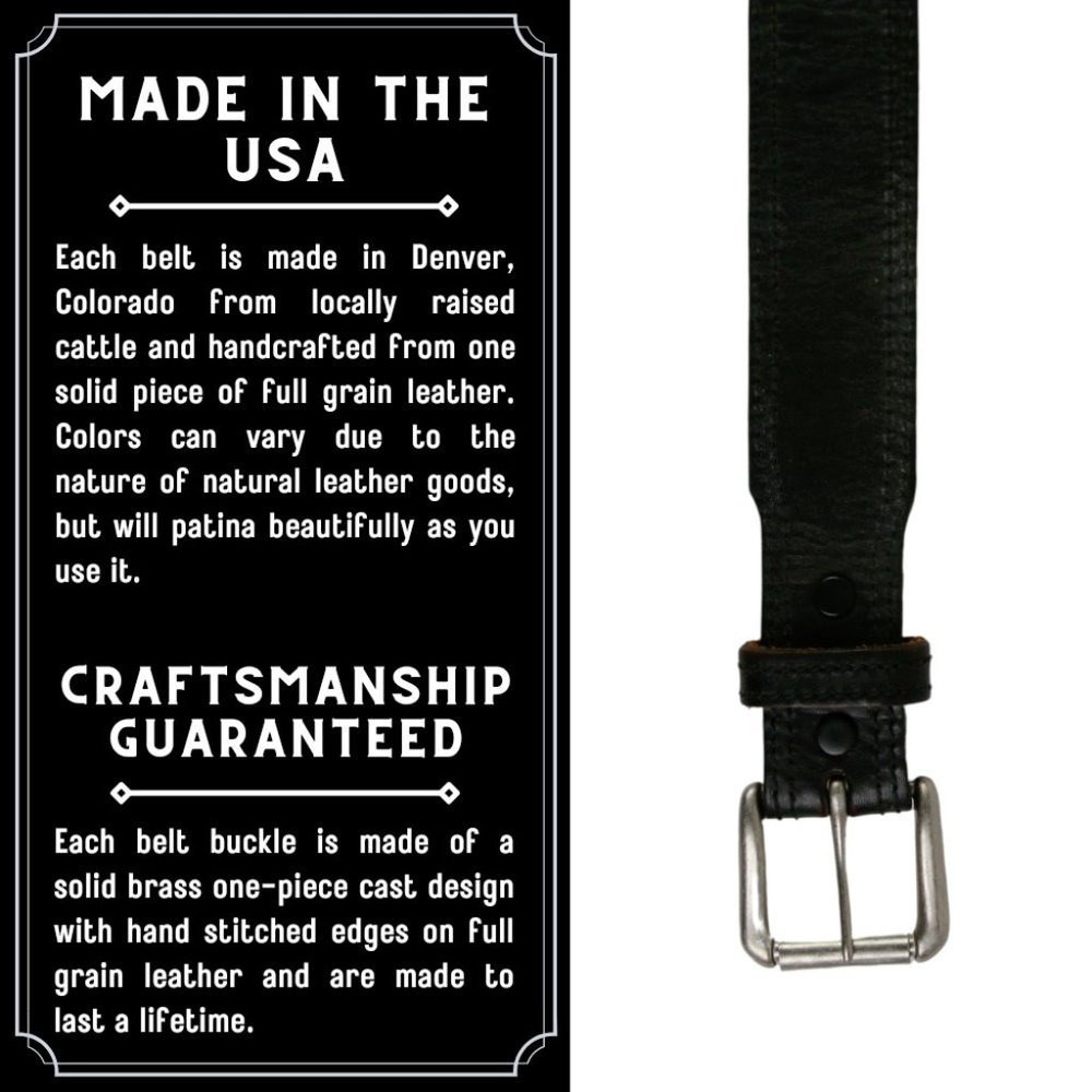 R.G. BULLCO U.S.A. Leather Belt Black Removable Brass Buckle Men's Unisex Sz 50 - Picture 11 of 12